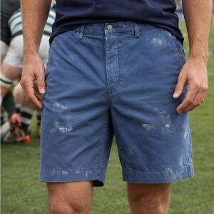 Ralph Lauren Men's Shorts in Navy Blue Worn and Distressed